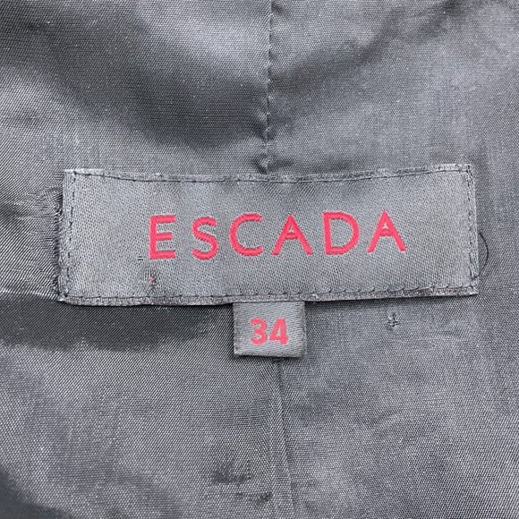 Escada Blazer Women 34 Gray Purple Stripe Herringbone Layer Collar Classic - Picture 3 of 10